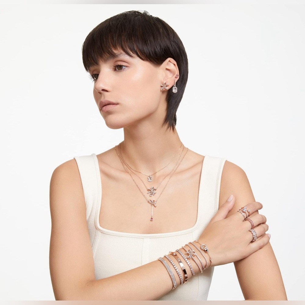 Swarovski Volta Rose Gold Crystal Bow Necklace - Picture 4 of 6